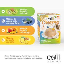 Snack para gatos en Mousse con fruta Catit Creamy Cups