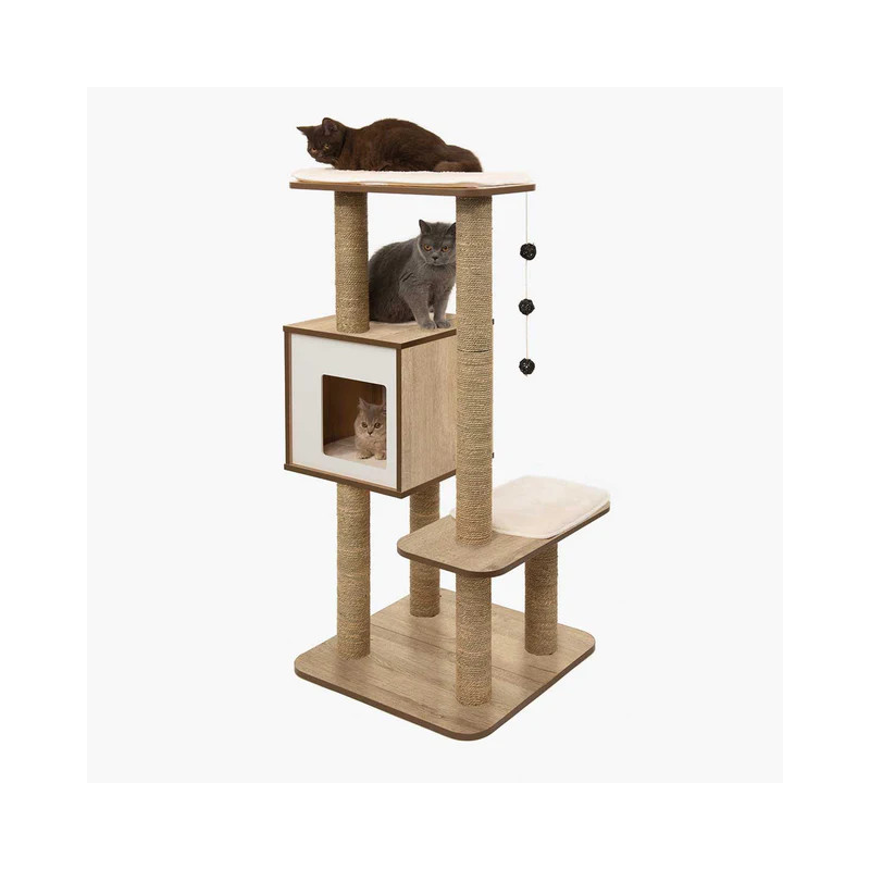 Vesper High Base – Torre para Gatos Alta con Rascador y Escondite