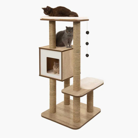 Vesper High Base – Torre para Gatos Alta con Rascador y Escondite