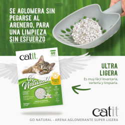 Catit Go Natural Arena Vegetal | Suave, Biodegradable y Sin Polvo para Gatos