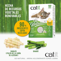 Catit Go Natural Arena Vegetal | Suave, Biodegradable y Sin Polvo para Gatos