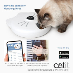 Comedero Inteligente Catit PIXI | Control App, 6 Raciones, Para Pienso y Comida Húmeda
