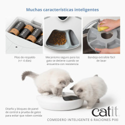 Comedero Inteligente Catit PIXI | Control App, 6 Raciones, Para Pienso y Comida Húmeda