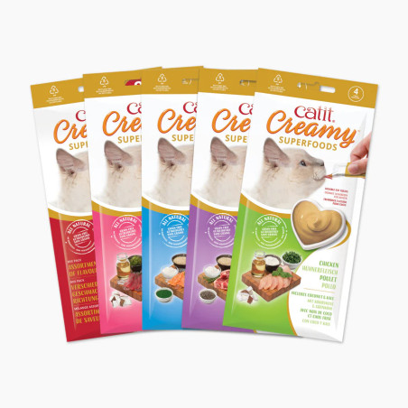 Snacks Catit Creamy con Superalimentos para Gatos | Naturales y Saludables