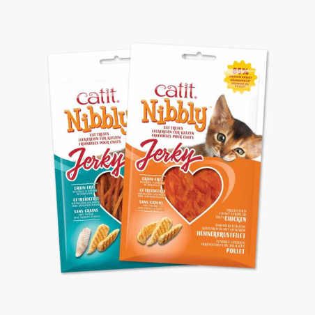 Snacks Catit Nibbly Jerky | Tiras de Pollo y Pescado para Gatos
