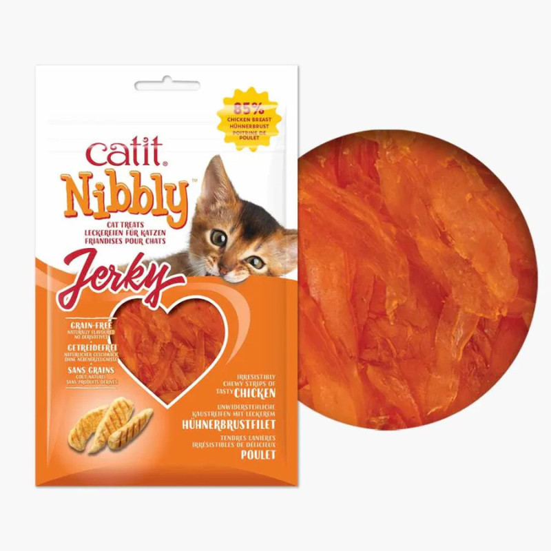 Snacks Catit Nibbly Jerky | Tiras de Pollo y Pescado para Gatos